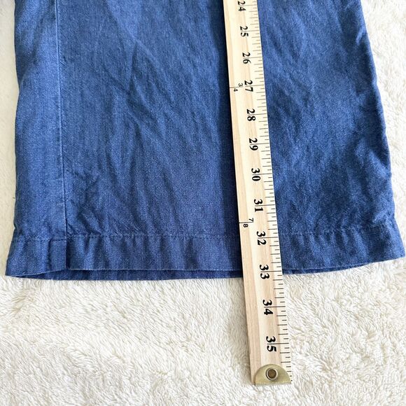 J. Jill Linen Pants Womens Size L Blue Wide Leg Cropped High Rise 100% Linen - Picture 9 of 10